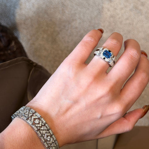 Art Deco Nano Tanzanite Ring · 925 Silver