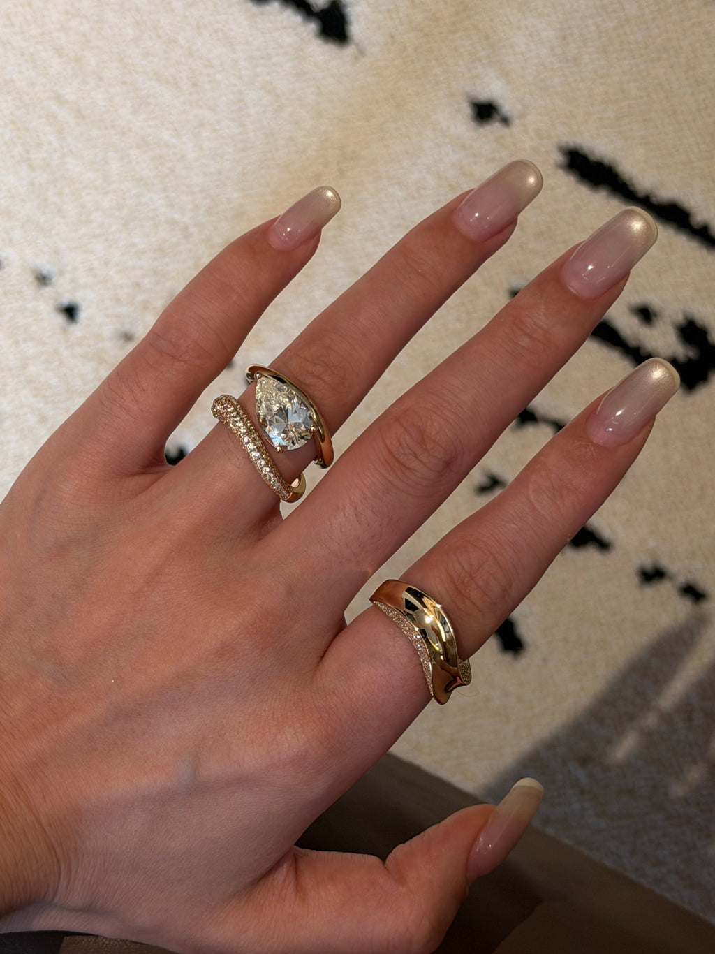 Custom 3-in-1 Stacking Waterdrop Wave Ring · 925 Silver