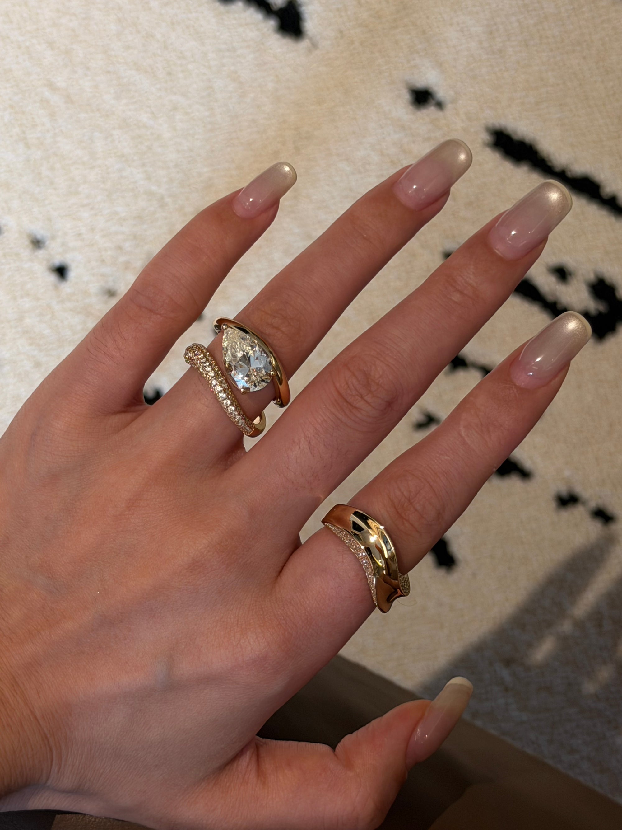 Custom 3-in-1 Stacking Waterdrop Wave Ring · 925 Silver
