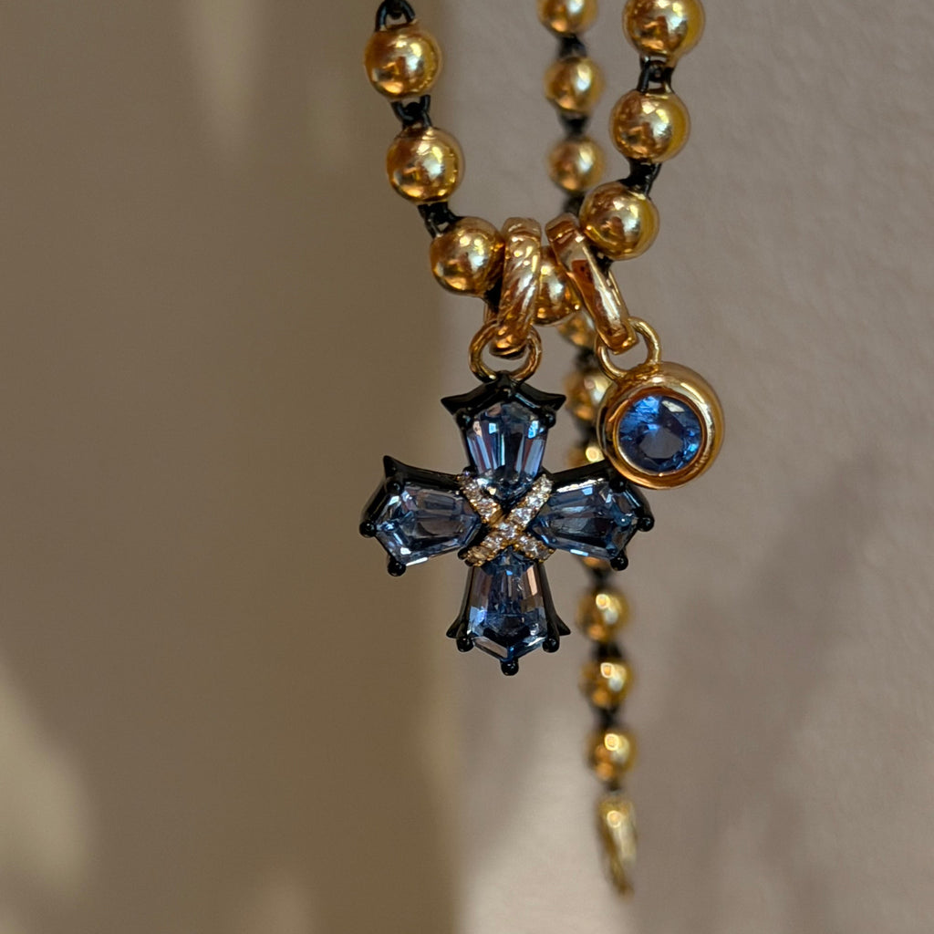 Cross-Cut lab-created sapphire Diamond Pendant · 925 Silver