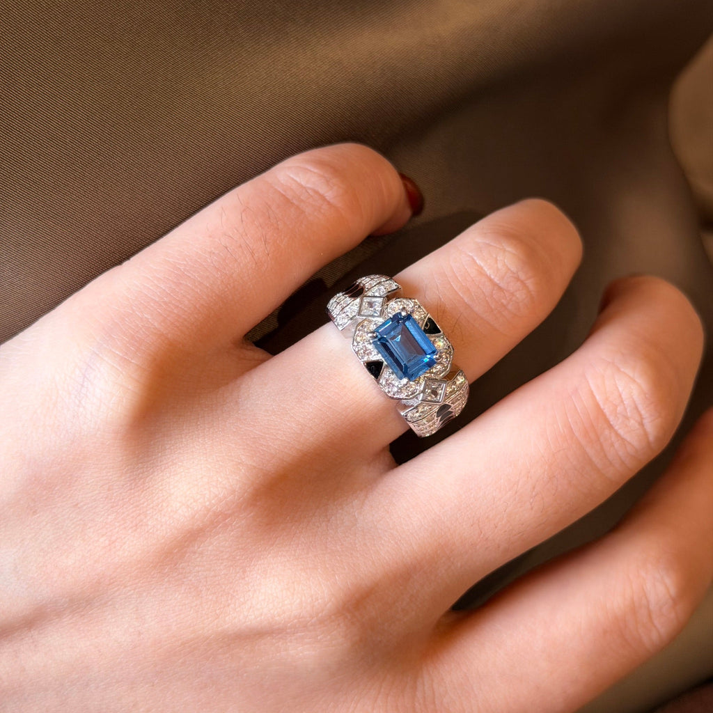 Art Deco Nano Tanzanite Ring · 925 Silver