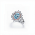 Oval Halo Gemstone Ring – Aquamarine & Pink